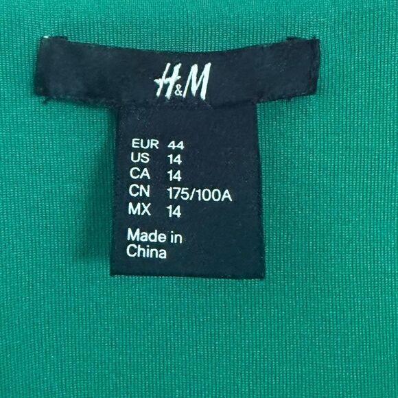 H&M green midi flowy dress, Size 14 - Picture 4 of 7
